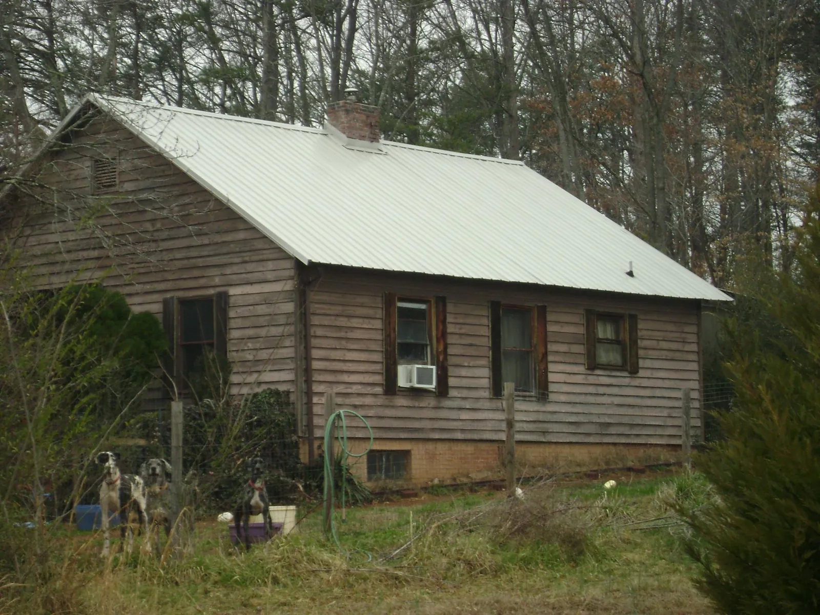 White metal roof on an old wood sided farmhouse, from a Asphalt Shingle Roof Repair job in West Oneonta